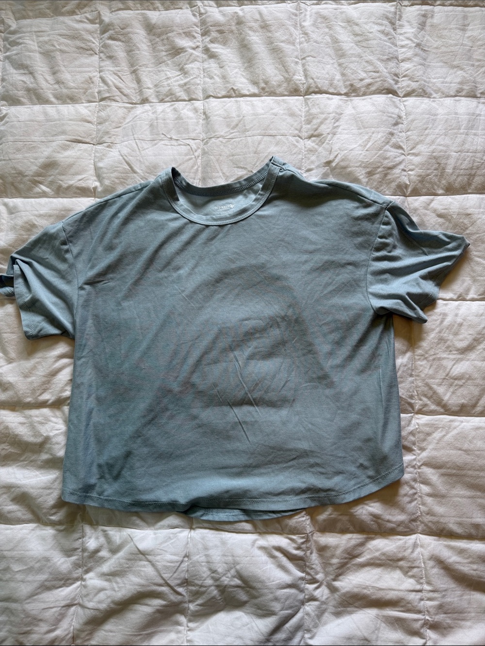 Old Navy Cropped Short Sleeve Tee in Sage Blue-Green